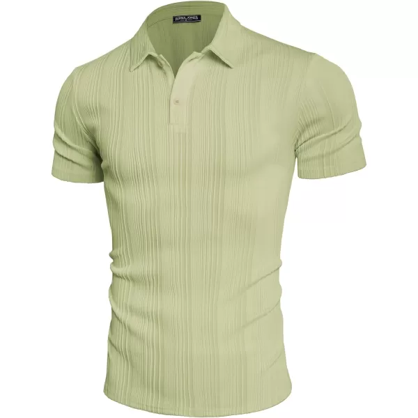 PJ PAUL JONES Mens Textured Knit Polo Shirts Regular Fit Stretchy Golf Shirts