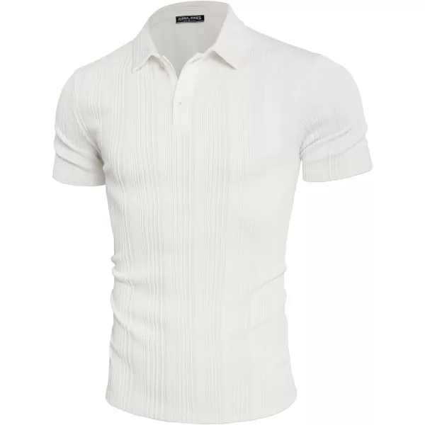 PJ PAUL JONES Mens Textured Knit Polo Shirts Regular Fit Stretchy Golf Shirts