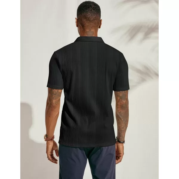 PJ PAUL JONES Mens Textured Knit Polo Shirts Regular Fit Stretchy Golf Shirts
