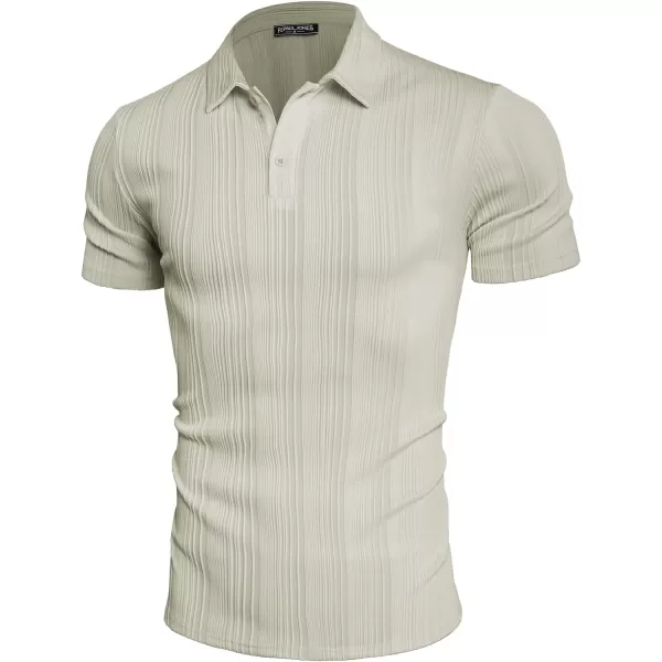 PJ PAUL JONES Mens Textured Knit Polo Shirts Regular Fit Stretchy Golf Shirts