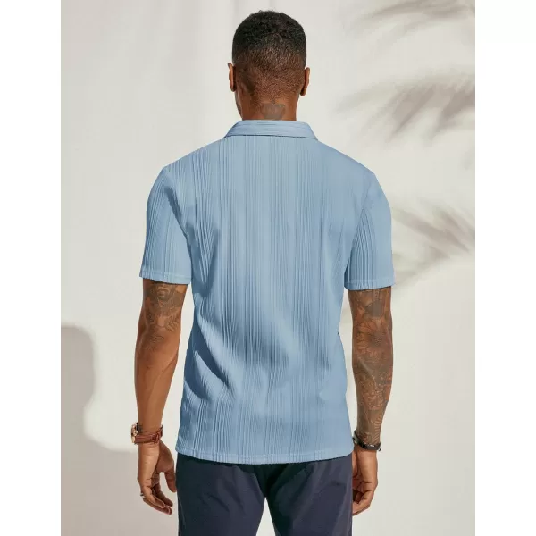 PJ PAUL JONES Mens Textured Knit Polo Shirts Regular Fit Stretchy Golf Shirts
