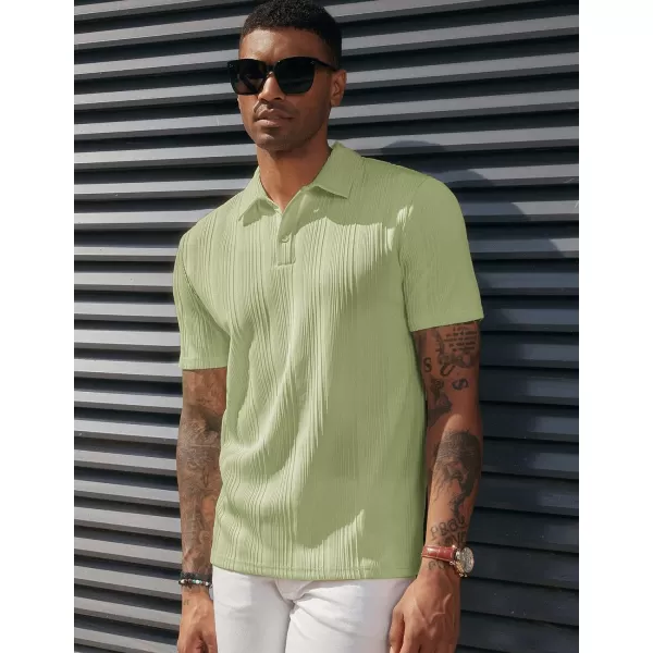 PJ PAUL JONES Mens Textured Knit Polo Shirts Regular Fit Stretchy Golf Shirts