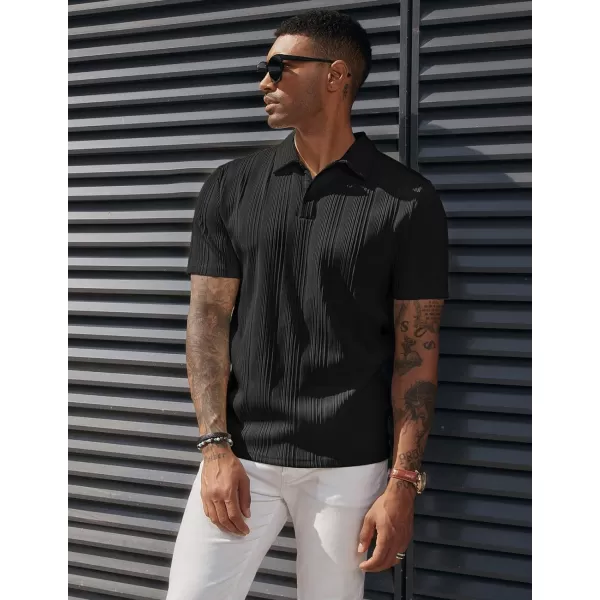 PJ PAUL JONES Mens Textured Knit Polo Shirts Regular Fit Stretchy Golf Shirts