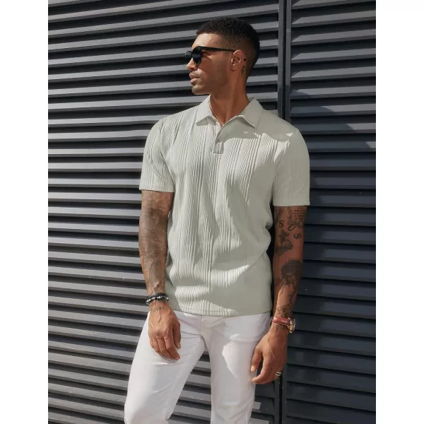 PJ PAUL JONES Mens Textured Knit Polo Shirts Regular Fit Stretchy Golf Shirts