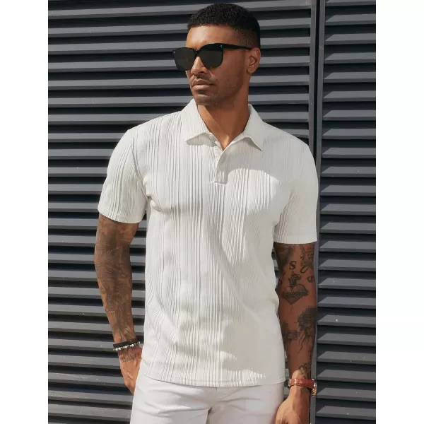 PJ PAUL JONES Mens Textured Knit Polo Shirts Regular Fit Stretchy Golf Shirts