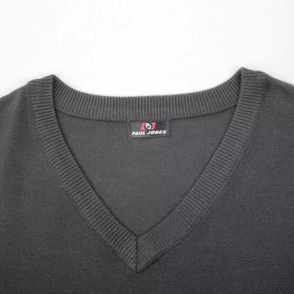 PJ PAUL JONES Mens V-Neck Knitted Sweater Vest Solid Plain Sleeveless Pullover Knitwear