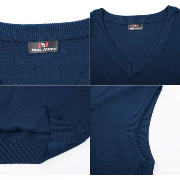 PJ PAUL JONES Mens V-Neck Knitted Sweater Vest Solid Plain Sleeveless Pullover Knitwear