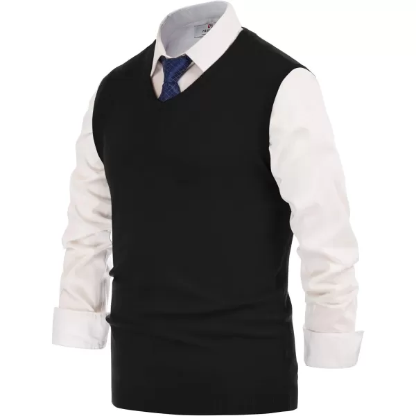 PJ PAUL JONES Mens V-Neck Knitted Sweater Vest Solid Plain Sleeveless Pullover Knitwear