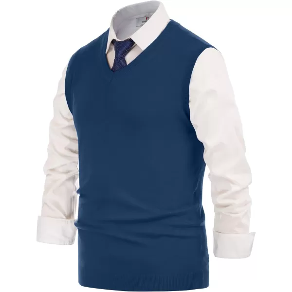 PJ PAUL JONES Mens V-Neck Knitted Sweater Vest Solid Plain Sleeveless Pullover Knitwear