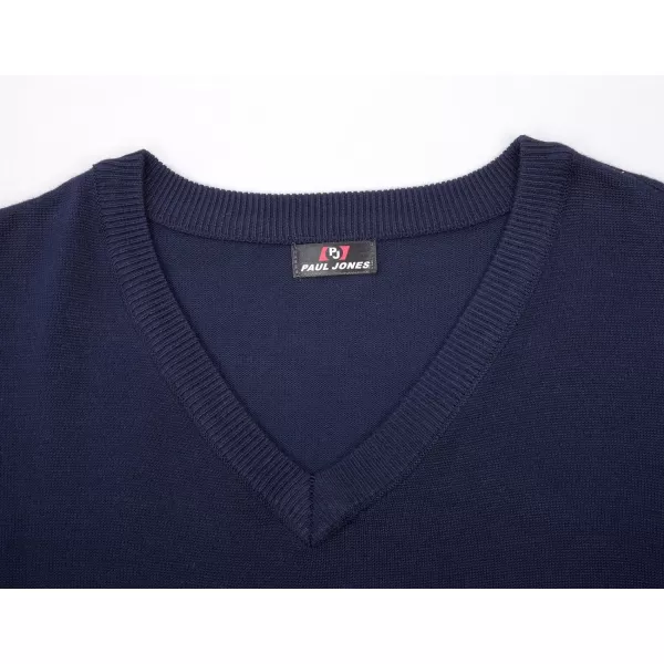 PJ PAUL JONES Mens V-Neck Knitted Sweater Vest Solid Plain Sleeveless Pullover Knitwear