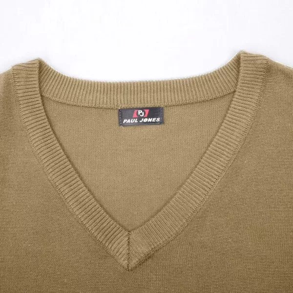 PJ PAUL JONES Mens V-Neck Knitted Sweater Vest Solid Plain Sleeveless Pullover Knitwear