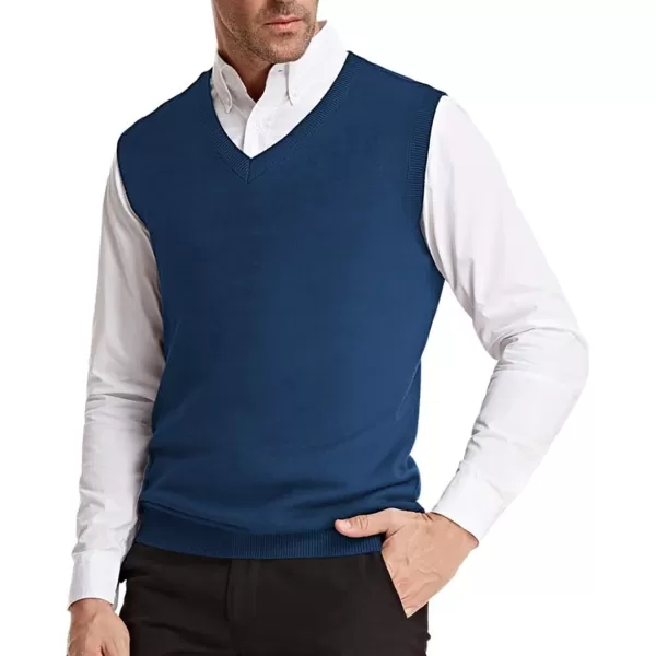 PJ PAUL JONES Mens V-Neck Knitted Sweater Vest Solid Plain Sleeveless Pullover Knitwear