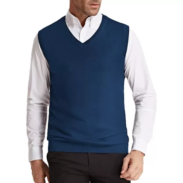 PJ PAUL JONES Mens V-Neck Knitted Sweater Vest Solid Plain Sleeveless Pullover Knitwear