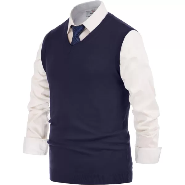 PJ PAUL JONES Mens V-Neck Knitted Sweater Vest Solid Plain Sleeveless Pullover Knitwear