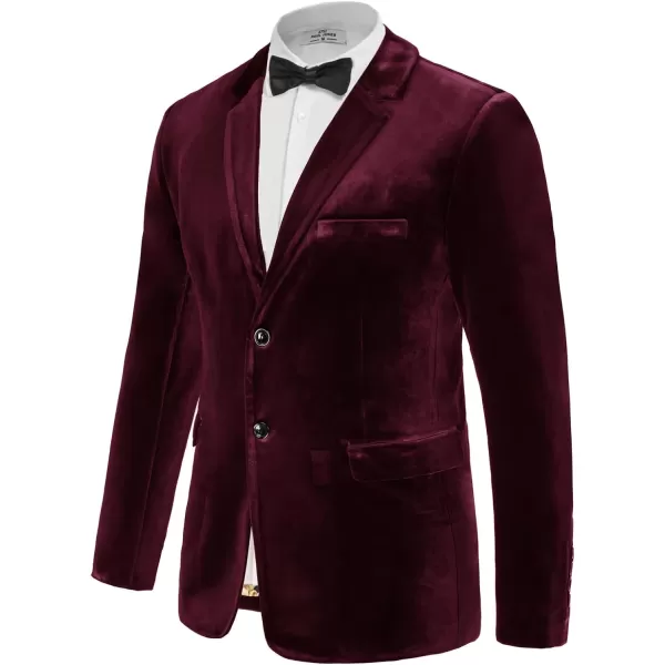 PJ PAUL JONES Mens Velvet Blazer Two Button Solid Slim Fit Blazer Sport Coat for Dinner Prom Wedding