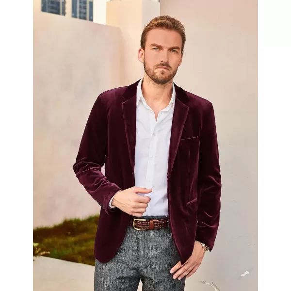 PJ PAUL JONES Mens Velvet Blazer Two Button Solid Slim Fit Blazer Sport Coat for Dinner Prom Wedding