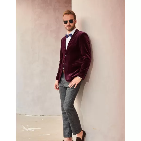 PJ PAUL JONES Mens Velvet Blazer Two Button Solid Slim Fit Blazer Sport Coat for Dinner Prom Wedding