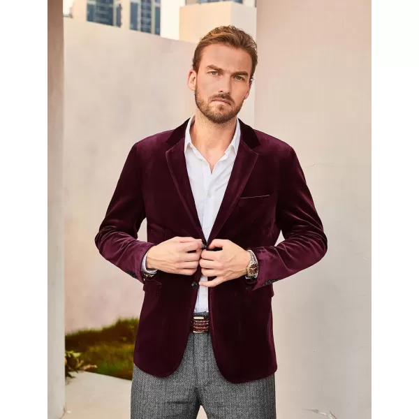 PJ PAUL JONES Mens Velvet Blazer Two Button Solid Slim Fit Blazer Sport Coat for Dinner Prom Wedding