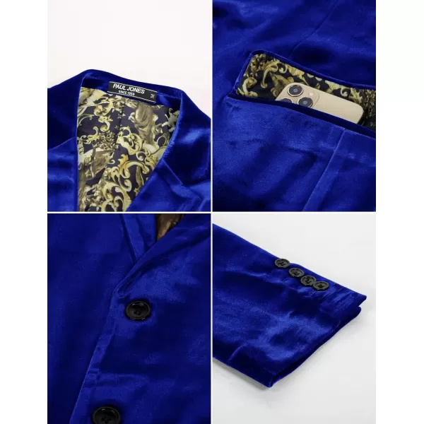 PJ PAUL JONES Mens Velvet Blazer Two Button Solid Slim Fit Blazer Sport Coat for Dinner Prom Wedding