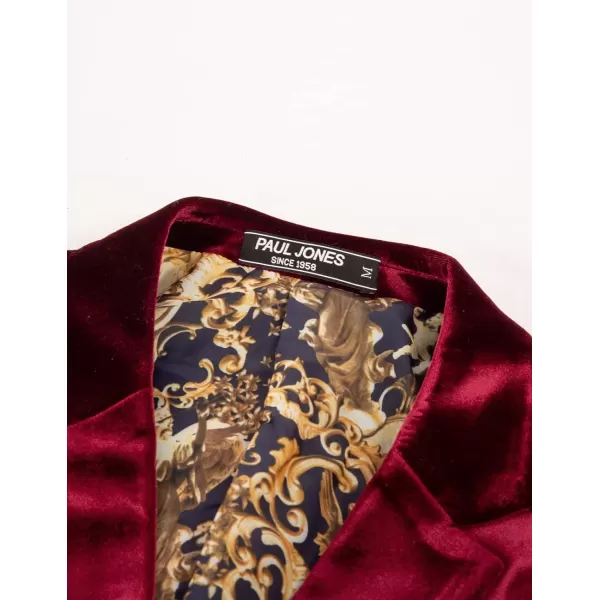 PJ PAUL JONES Mens Velvet Blazer Two Button Solid Slim Fit Blazer Sport Coat for Dinner Prom Wedding