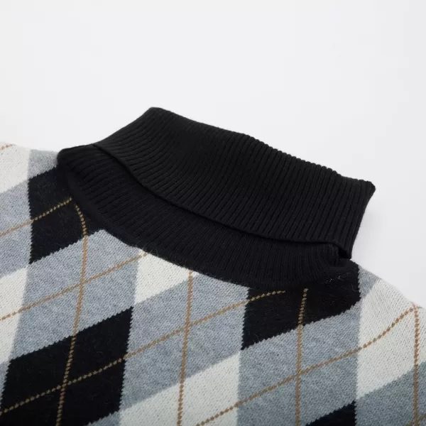 PJ PAUL JONES Men's Vintage Argyle Turtlenecks Sweater Thermal Knitted Pullover