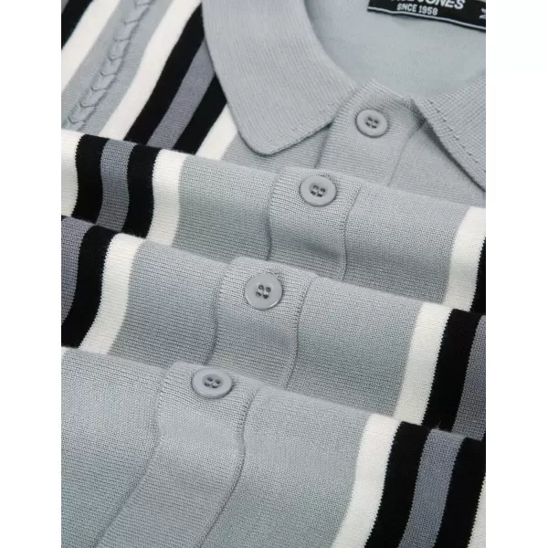 PJ PAUL JONES Mens Vintage Polo Shirt Striped Knit Long Sleeve Button Down Cardigan Sweater