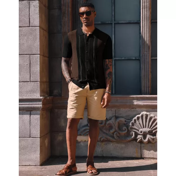PJ PAUL JONES Mens Vintage Polo Shirts Contrast Stripe Retro Short Sleeve Knit Button Down Polo Shirt