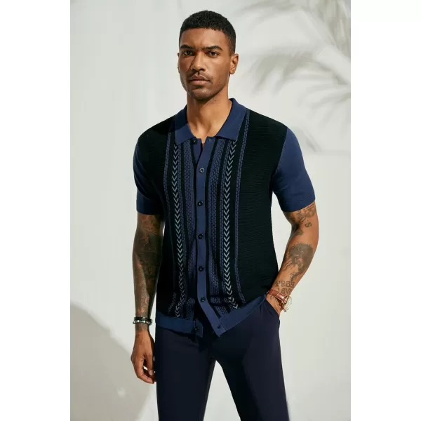 PJ PAUL JONES Mens Vintage Polo Shirts Contrast Stripe Retro Short Sleeve Knit Button Down Polo Shirt