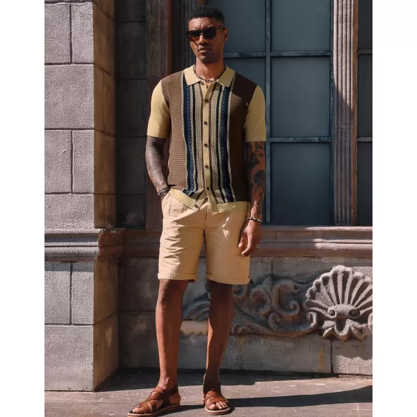 PJ PAUL JONES Mens Vintage Polo Shirts Contrast Stripe Retro Short Sleeve Knit Button Down Polo Shirt