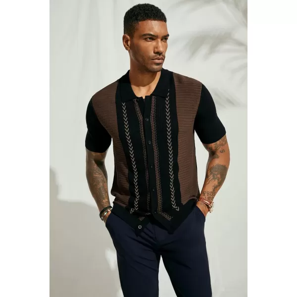 PJ PAUL JONES Mens Vintage Polo Shirts Contrast Stripe Retro Short Sleeve Knit Button Down Polo Shirt