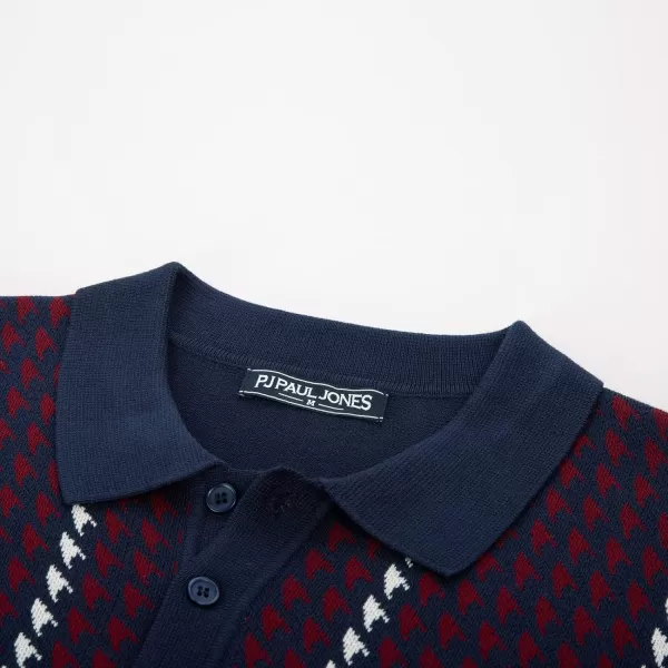 PJ PAUL JONES Men's Vintage Polo Shirts Lightweight Retro 70s Knit Houndstooth Golf Shirts