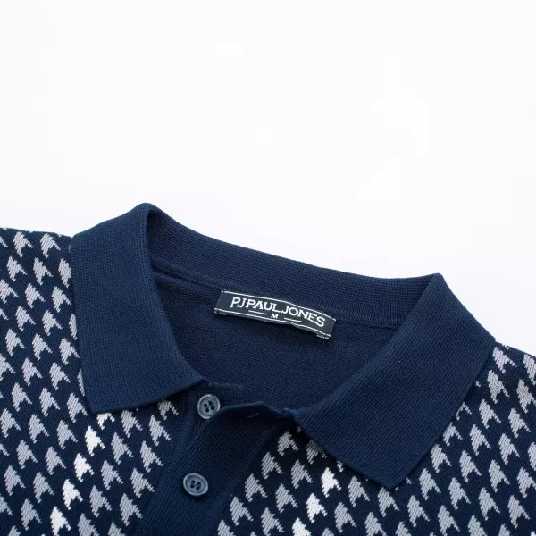 PJ PAUL JONES Men's Vintage Polo Shirts Lightweight Retro 70s Knit Houndstooth Golf Shirts