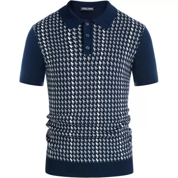 PJ PAUL JONES Men's Vintage Polo Shirts Lightweight Retro 70s Knit Houndstooth Golf Shirts