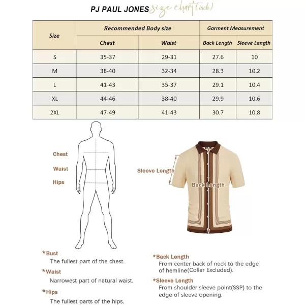 PJ PAUL JONES Men's Vintage Stripe Knit Polo Shirts Short Sleeve Stylish Button Down Cardigan Sweater