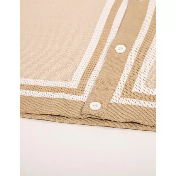 PJ PAUL JONES Men's Vintage Stripe Knit Polo Shirts Short Sleeve Stylish Button Down Cardigan Sweater