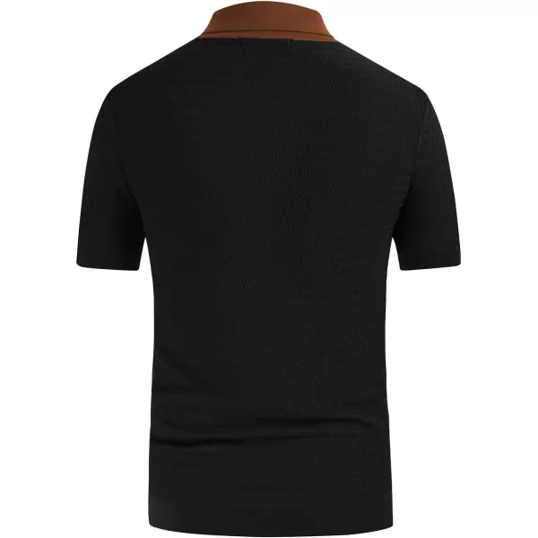 PJ PAUL JONES Men's Vintage Stripe Knit Polo Shirts Short Sleeve Stylish Button Down Cardigan Sweater