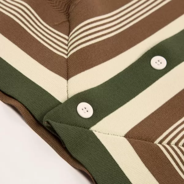 PJ PAUL JONES Men's Vintage Stripe Knit Polo Shirts Short Sleeve Stylish Button Down Cardigan Sweater