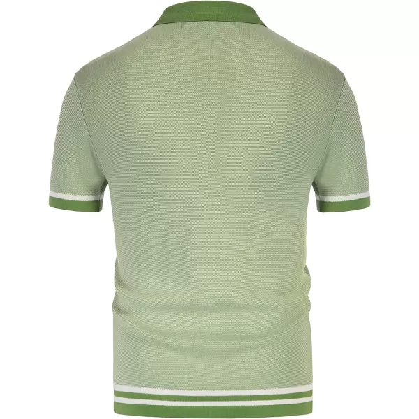 PJ PAUL JONES Men's Vintage Stripe Knit Polo Shirts Short Sleeve Stylish Button Down Cardigan Sweater