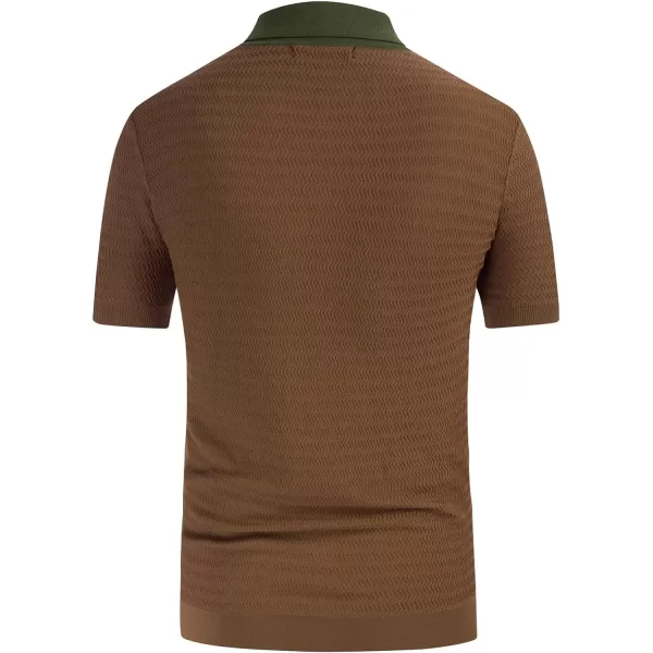 PJ PAUL JONES Men's Vintage Stripe Knit Polo Shirts Short Sleeve Stylish Button Down Cardigan Sweater