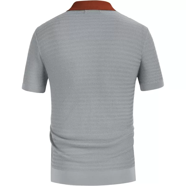 PJ PAUL JONES Men's Vintage Stripe Knit Polo Shirts Short Sleeve Stylish Button Down Cardigan Sweater
