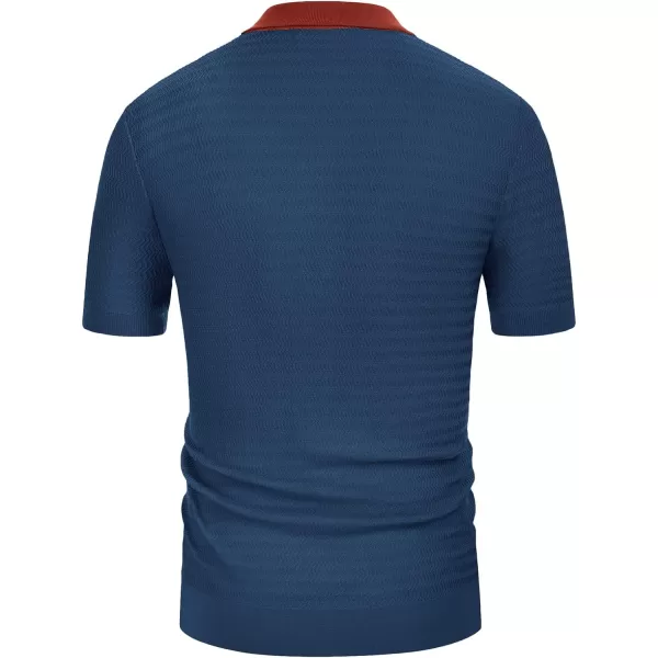 PJ PAUL JONES Men's Vintage Stripe Knit Polo Shirts Short Sleeve Stylish Button Down Cardigan Sweater