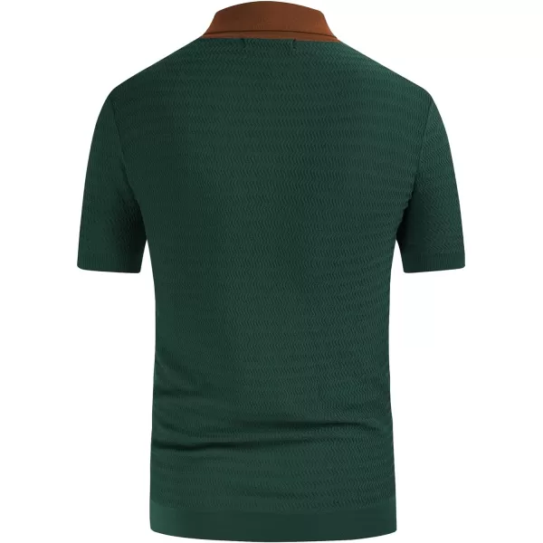PJ PAUL JONES Men's Vintage Stripe Knit Polo Shirts Short Sleeve Stylish Button Down Cardigan Sweater
