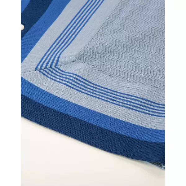 PJ PAUL JONES Men's Vintage Stripe Knit Polo Shirts Short Sleeve Stylish Button Down Cardigan Sweater