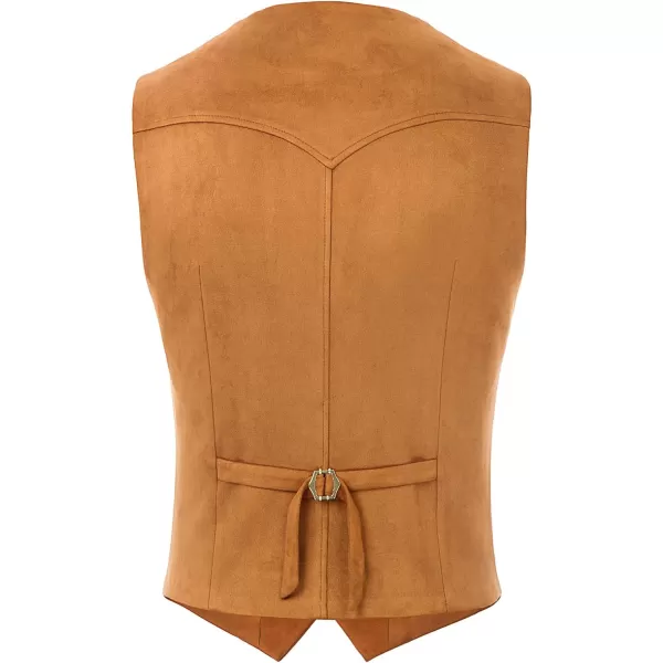 PJ PAUL JONES Men's Western Cowboy Suit Vest Slim Fit Faux Suede Leather Dress Vests Waistcoat for Wedding