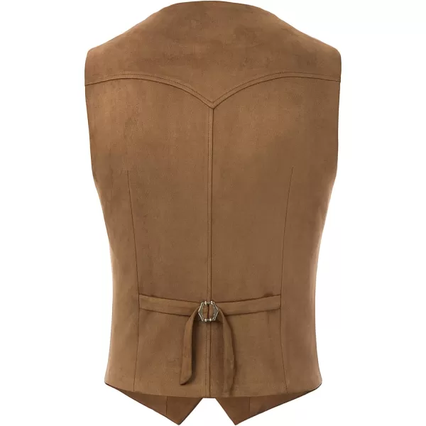 PJ PAUL JONES Men's Western Cowboy Suit Vest Slim Fit Faux Suede Leather Dress Vests Waistcoat for Wedding