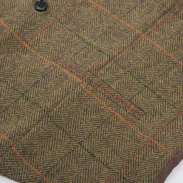 PJ PAUL JONES Men's Western Herringbone Tweed Suit Vest Wool Blend V Neck Slim Fit Waistcoat