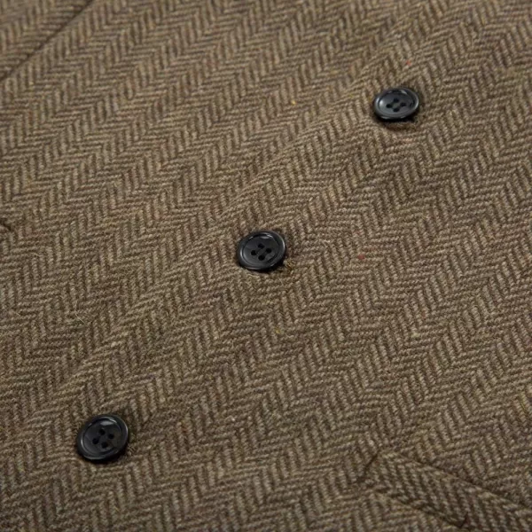 PJ PAUL JONES Men's Western Herringbone Tweed Suit Vest Wool Blend V Neck Slim Fit Waistcoat