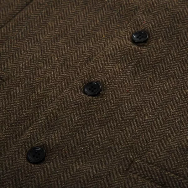 PJ PAUL JONES Men's Western Herringbone Tweed Suit Vest Wool Blend V Neck Slim Fit Waistcoat