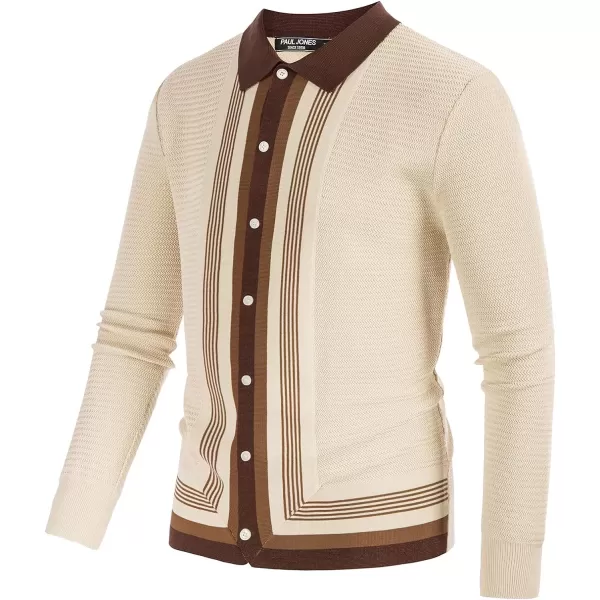 PJ PAUL JONES Men‘s Button Down Polo Shirts Striped Knitted Cardigan Sweaters