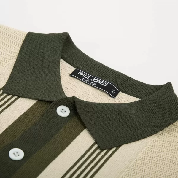 PJ PAUL JONES Men‘s Button Down Polo Shirts Striped Knitted Cardigan Sweaters
